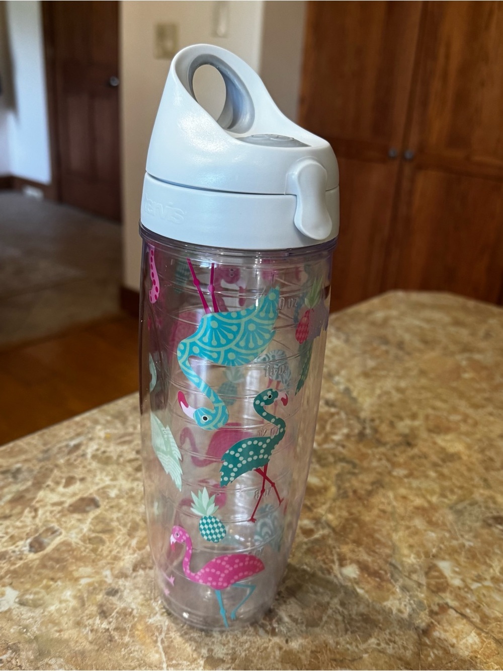 Tervis Pink Flamingo Double Walled Insulated Tumbler Water Bottle Flip Top - Picture 2 of 6